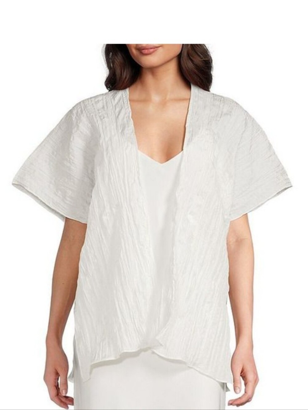NEW! Sasso + Smyth White Crinkle Silk White Kimono Size O/S